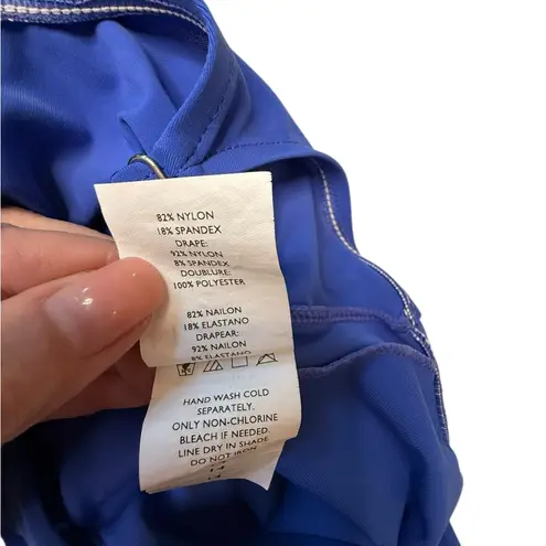 Jantzen Cobalt Blue One Piece Surplice Draped Front Tummy Control Size 14