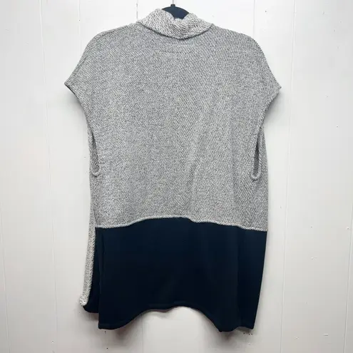 BNCI Colorblock Open Front Women's Cardigan Size Small Cap Sleeves Long Line Black