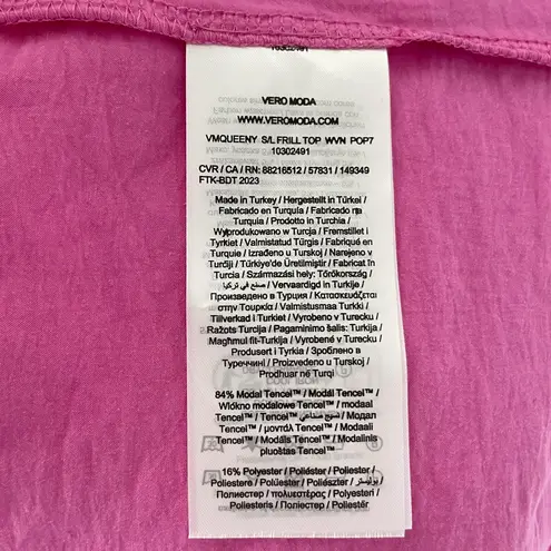 VERO MODA New Ruffle Trim V-Neck Tank Top Queeny Phlox Pink Size XS