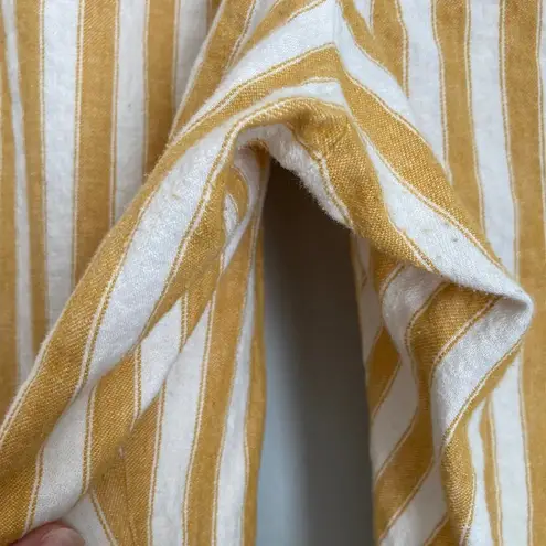 Madewell Tapered Huston Crop Pants Yellow White Stripe Womens XL Tall Linen