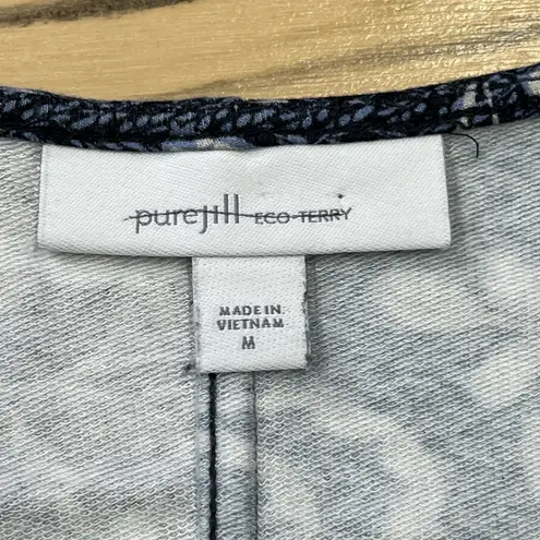 J Jill Pure Jill Eco Terry Floral Pullover Top Blue Size Medium Relaxed Soft