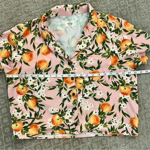 Marine layer EUC Pink Citrus Print Short Sleeve Lucy Top, Size Medium
