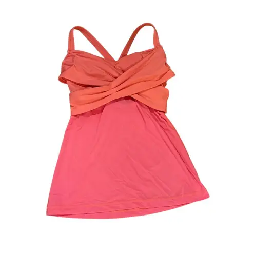 Lululemon Women's Size 6 Pink Orange Wrap It Up Tank Top Criss