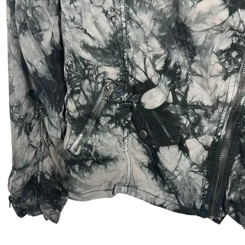 Evereve Marrakech Amber Tie Dye Moto Jacket in Black/White Size S