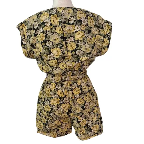 La Vie Rebecca Taylor Size S Serena Fleur Yellow Short Cotton Romper Floral