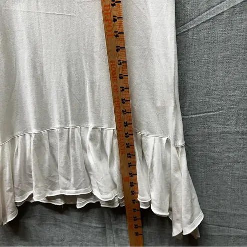 We The Free Free People  White Short Sleeve Ruffled Hem Tunic Top Oversized XS