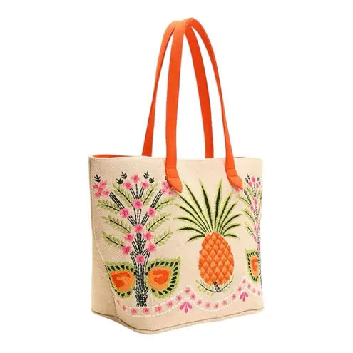 AMERICA & BEYOND PINEAPPLE EMBELLISHED TOTE Orange