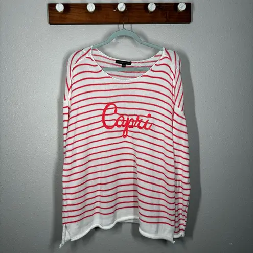 Adrienne Vittadini Capri Striped Knit Sweater Size Large
