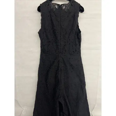 NWT Jonathan Simkhai Scallop Edge Embroidered Jumpsuit Black Embroidered SZ 4