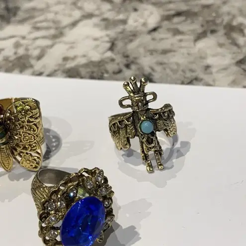 Lot Of 3 Beautiful Adjustable Ornate Women's Costume Rings