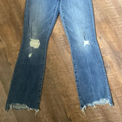 MOTHER THE INSIDER CROP STEP CHEW WASH DANCING ON COALS Hi Rise Kick Flare Ankle Blue Size 25