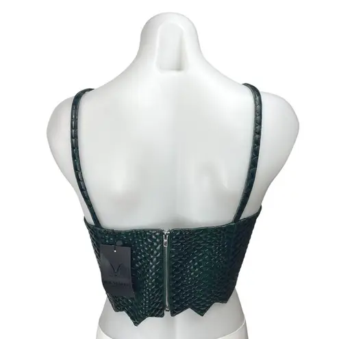 NEW Mia Vesper Blue Green Crocodile Snaggle Snakeskin Animal Crop Leather Top XL