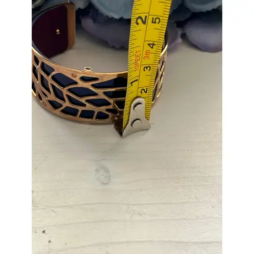 Les Georgettes Cuff Bracelet Gold Tone Blue Reversible Leather France Made