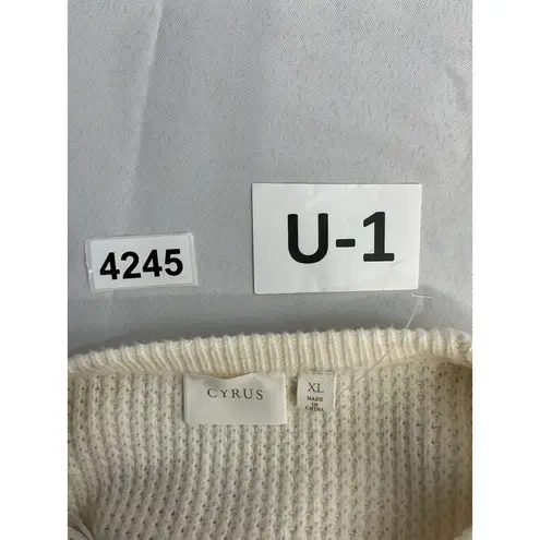 Cyrus Womans Pullover Sweater XL Ivory Crew Neck Long Sleeve Cable Knit
