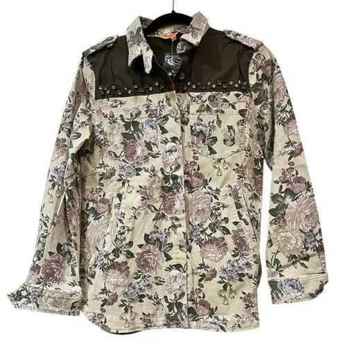 English Rose Floral Studded Jacket Size Small NWOT