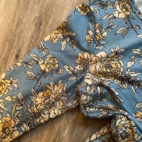 Dainty Floral Pleated Blue Midi Dress Medium Modest Cottagecore Soft Boho Femme