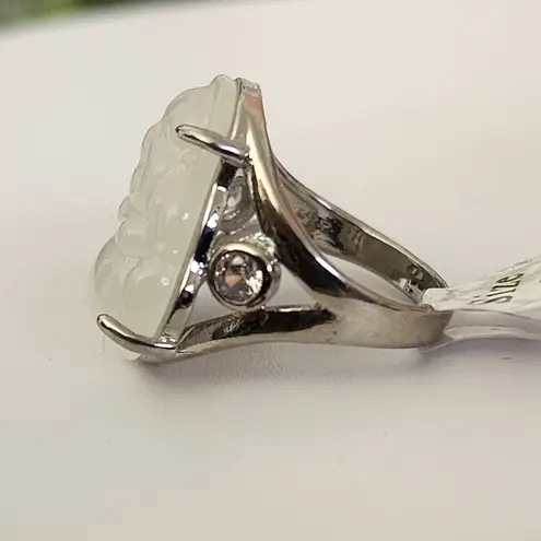 Boho Silver White Buddha Ring Size 7
