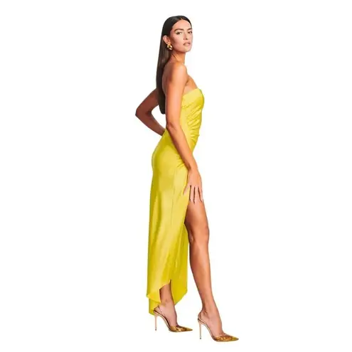 SER.O.YA Dalia Strapless Maxi Dress in Citric XSmall Womens Satin Cocktail Yellow Size XS