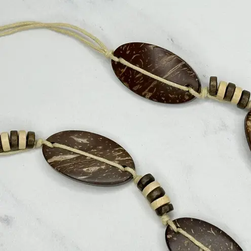 Coconut Shell Beaded Tie Belt Boho Natural Brown Medium (M) ✨