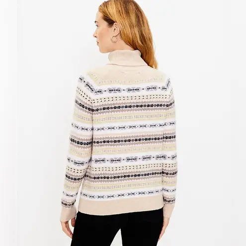 Loft  Turtleneck Sweater Striped Fair Isle Med