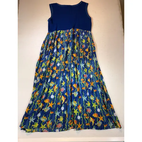 Palm Harbour Women's Blue Fish Print Maxi Dress M Size M