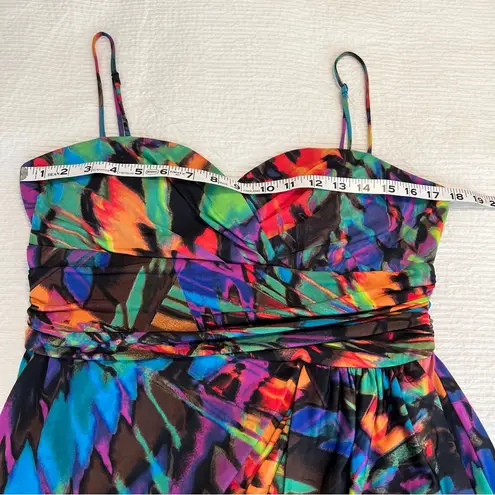 Bisou Bisou Bisou Michele Bohbot Abstract Multi color dress spaghetti straps 10