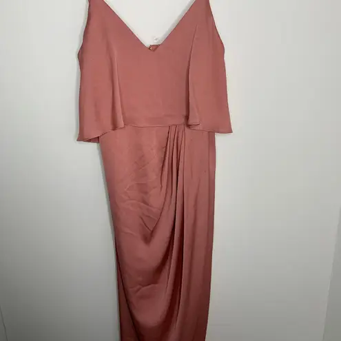 Shona joy Luxe Cocktail Frill Midi Dress Rose Women's US 4 Small