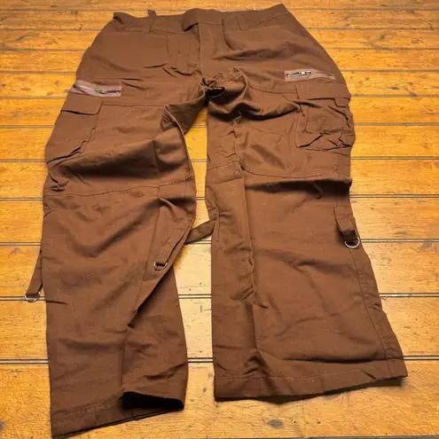 Women's Cargo Pants Brown 3XL Utility Pockets Zipper Accents Wide Leg Size 3X
