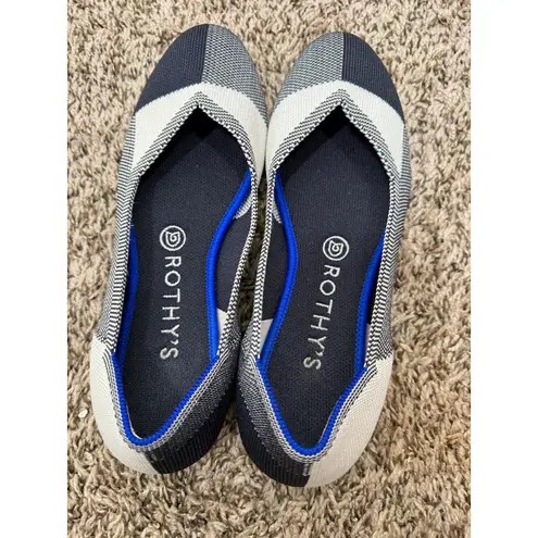 Rothy's Womens The Flats Round Toe Plaid Ballet Shoes Sz 8.5 Black White Career