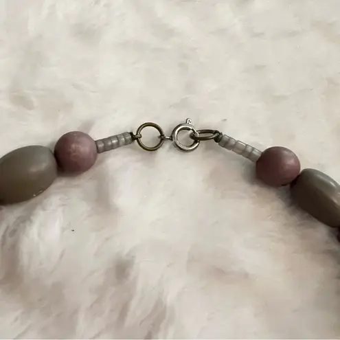 3 Vintage 90’s Necklaces: Black Glass Heart, Neutral Metal Plate, & Gray Walnut