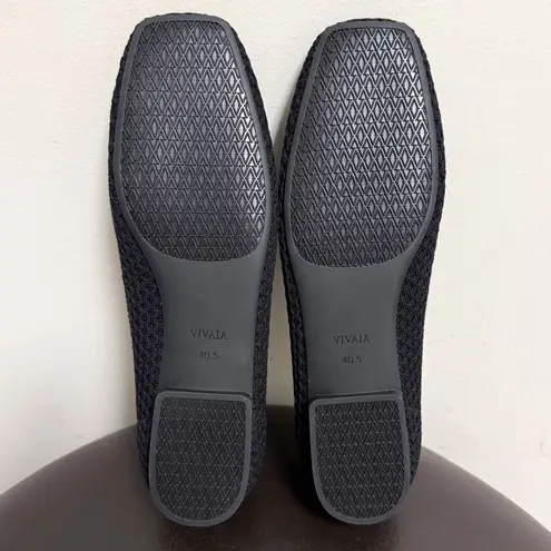 Vivaia Black Margot Open Knit Square Toe V Cut Opening Slip On Flats 40.5 9 9.5