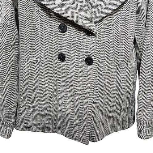 Banana Republic  Black Herringbone Metallic Wool Blend Womens Peacoat Size Medium