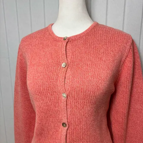 L.L. Bean Women's Cotton Coral Cardigan size MP Pink