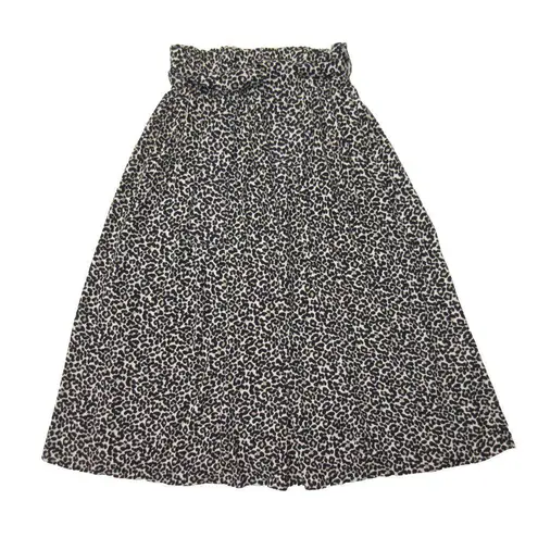 Sézane NWT Sezane Elie in Leopard Spotted Crepe Belted A-line Midi Skirt 36 / 4