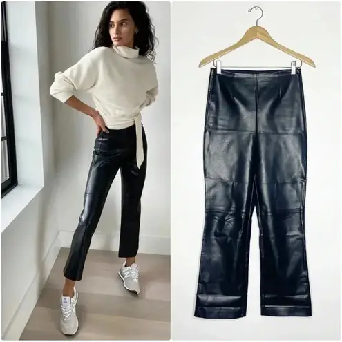 Wilfred Porto Black Faux Leather Kick Flare Pants Aritzia Size 4