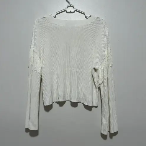& Other Stories & Other Stories White Ribbed Fringe Sweater Size‎ Small