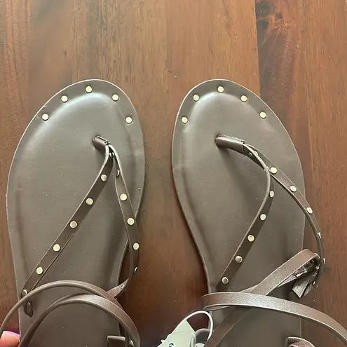 Universal Threads Universal Thread Sandal Women's Nikki Studded Thong Shoe Brown New Size 11