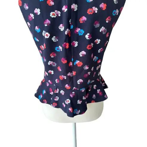 Rebecca Taylor  Navy Floral Peplum Top Size 2