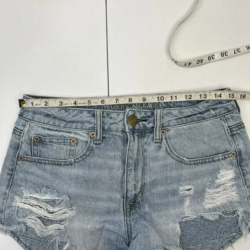 American Eagle  Hi Rise Festival Cut Off Jean Short Crochet Detail Denim Size 6