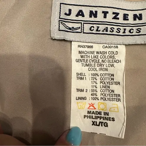 Jantzen Vintage Vest Women's XL Patchwork Linen 90's Y2K Embroidered Grandma