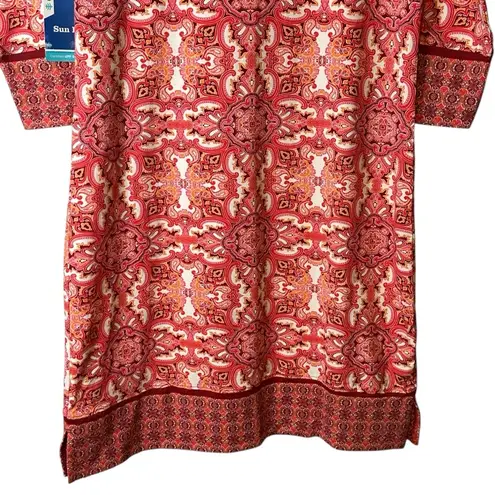 Coolibar Dress XS Womens Red White Paisley Oceanside Tunic UPF 50+ Sun Protect