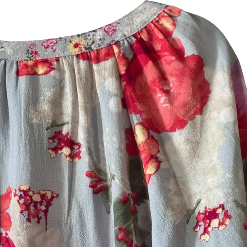 Fig and Flower mulit print L NWT femine whimiscal tie sleeve boho chic Blue Size L