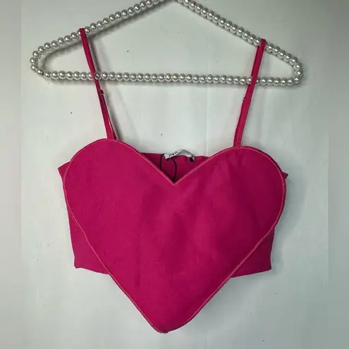 ZARA  Heart Crop Top Pink Barbie Heart Shaped Crop Top Bandeau Small