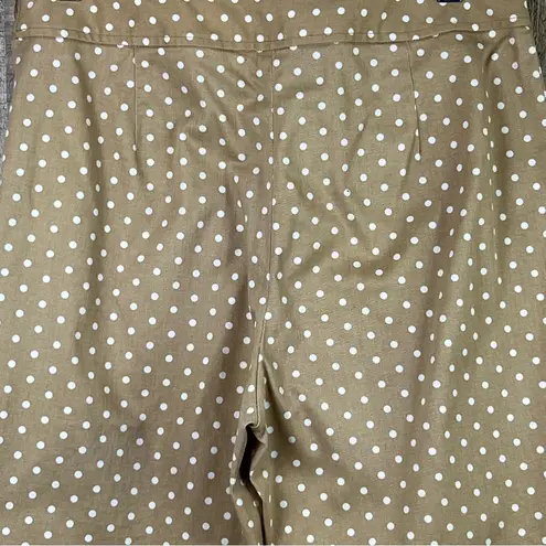 Rafaella Size 10 Tan Capri Pants with White Polka Dots w/Side Zipper hoo…