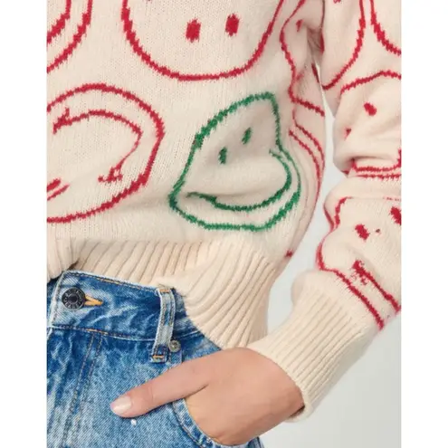 SANDRO X Smiley wool and cashmere blend Crewneck sweater NEW Red Size XS