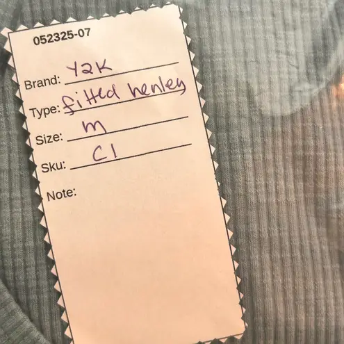 Womans Henley Top Medium Y2K Bella Swan Elena Gilbert Ribbed Knit Green