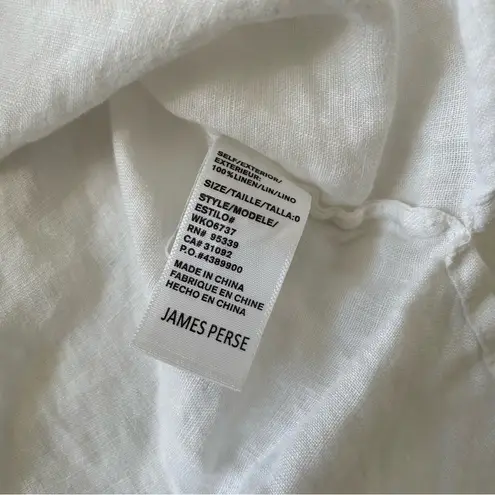 James Perse LIGHTWEIGHT LINEN SHIRT DRESS WHITE SIZE 0