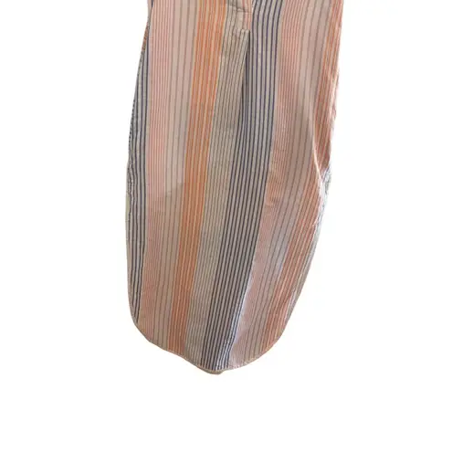 Red Carter Size XS Striped Long tunic top dress 100% Cotton Sleeveless Duster