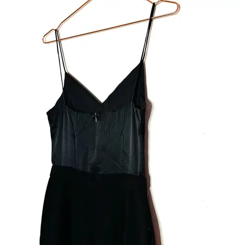 Black Halo Women's Silk Black Top Skinny Fitted Pockets Jumpsuit Size 2