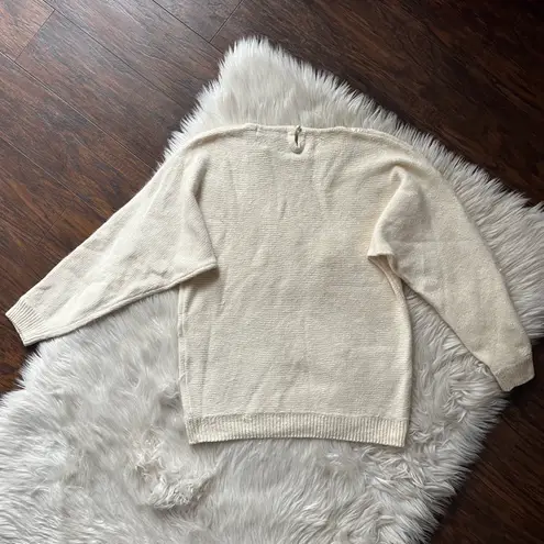 Vintage Cream Bow Embellished Sweater White Size M